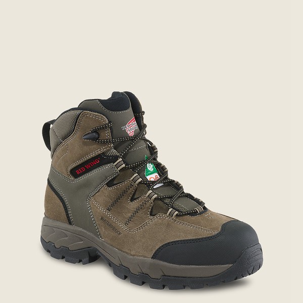 Red Wing Hiking Boots Mens Grey Brown - Truhiker - 6-inch Waterproof Csa Safety Toe - 0872965-AD